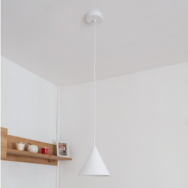Lustră pe cablu ETNA II 1xE27/15W/230V diam. 18,5 cm albă