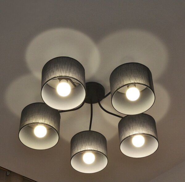 Lustră aplicată ALBA, 5x E27, 15W, 230V, gri