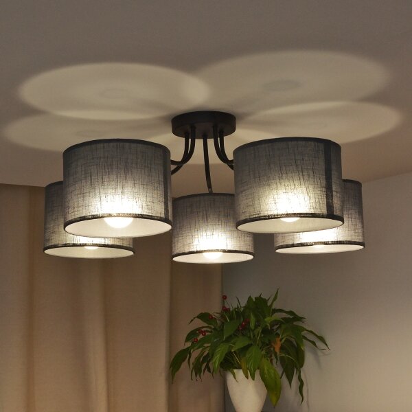 Lustră aplicată ALBA, 5x E27, 15W, 230V, gri