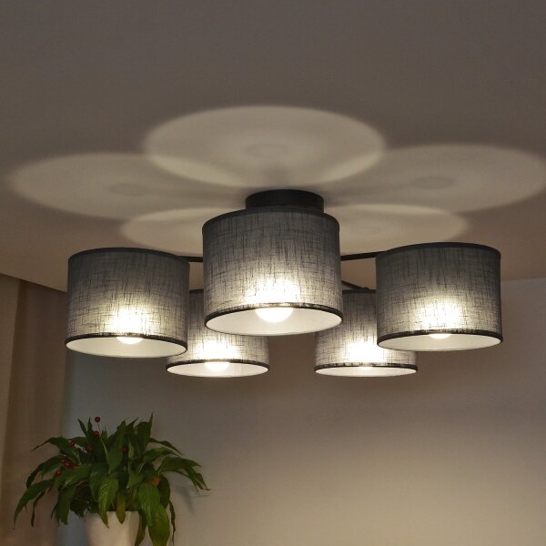 Lustră aplicată ALBA, 5x E27, 15W, 230V, gri