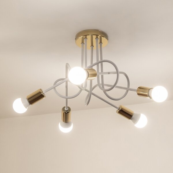 Lustră aplicată OXFORD 5xE27/15W/230V aurie/albă
