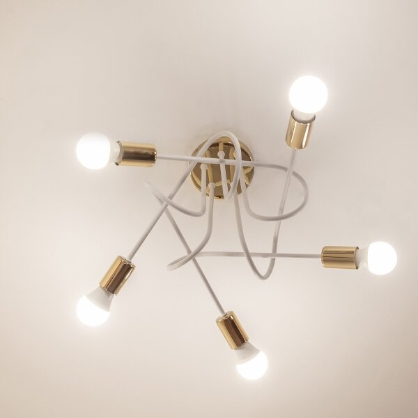 Lustră aplicată OXFORD 5xE27/15W/230V aurie/albă