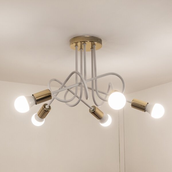 Lustră aplicată OXFORD 5xE27/15W/230V aurie/albă
