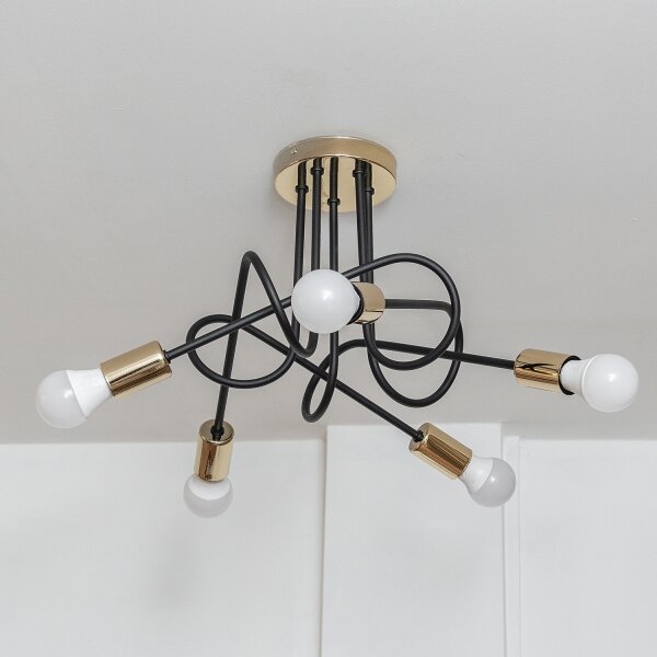 Lustră aplicată OXFORD 5xE27/15W/230V aurie/neagră