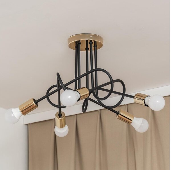 Lustră aplicată OXFORD 5xE27/15W/230V aurie/neagră