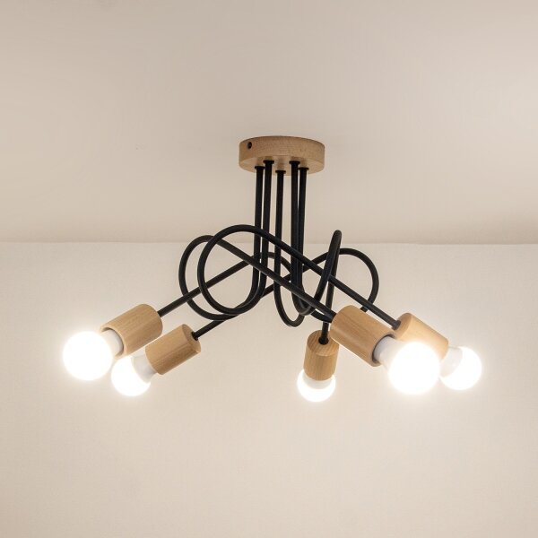 Lustră aplicată OXFORD 5xE27/15W/230V pin/negru