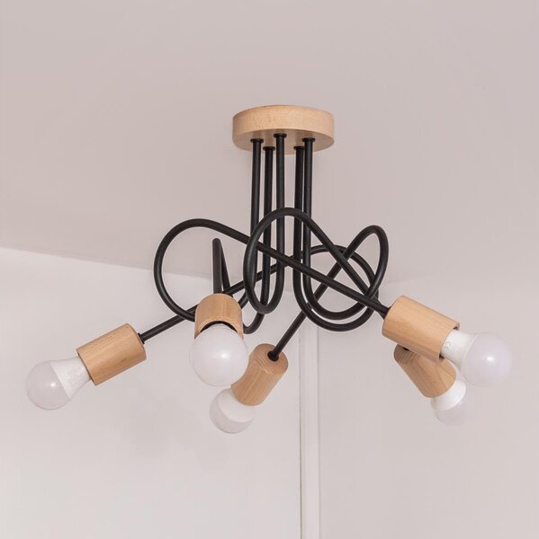 Lustră aplicată OXFORD 5xE27/15W/230V pin/negru