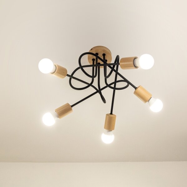 Lustră aplicată OXFORD 5xE27/15W/230V pin/negru