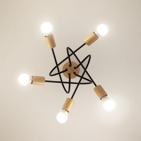Lustră aplicată OXFORD 5xE27/15W/230V pin/negru