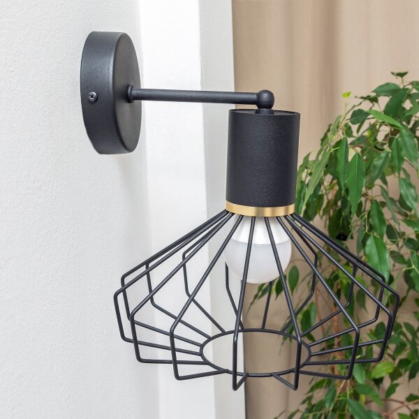 Aplica de perete SOLANO 1xE27/15W/230V negru/auriu