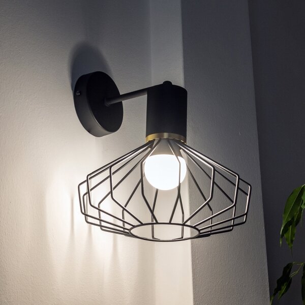 Aplica de perete SOLANO 1xE27/15W/230V negru/auriu
