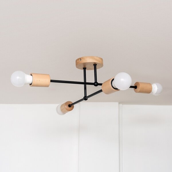 Lustră aplicată CAMBRIDGE 4xE27/15W/230V, din lemn de pin