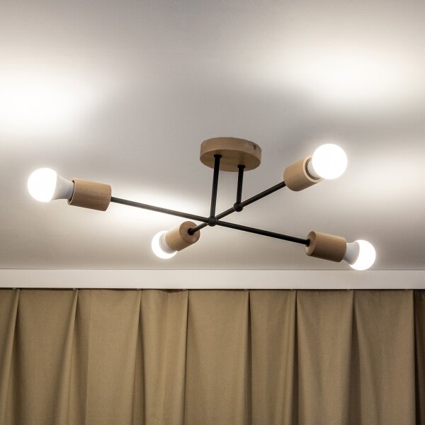 Lustră aplicată CAMBRIDGE 4xE27/15W/230V, din lemn de pin