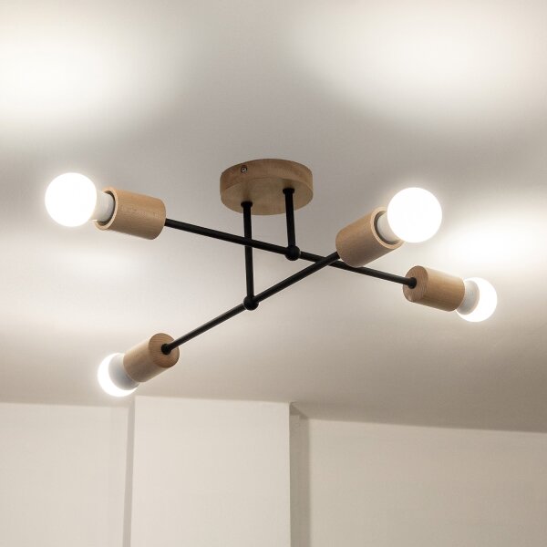 Lustră aplicată CAMBRIDGE 4xE27/15W/230V, din lemn de pin
