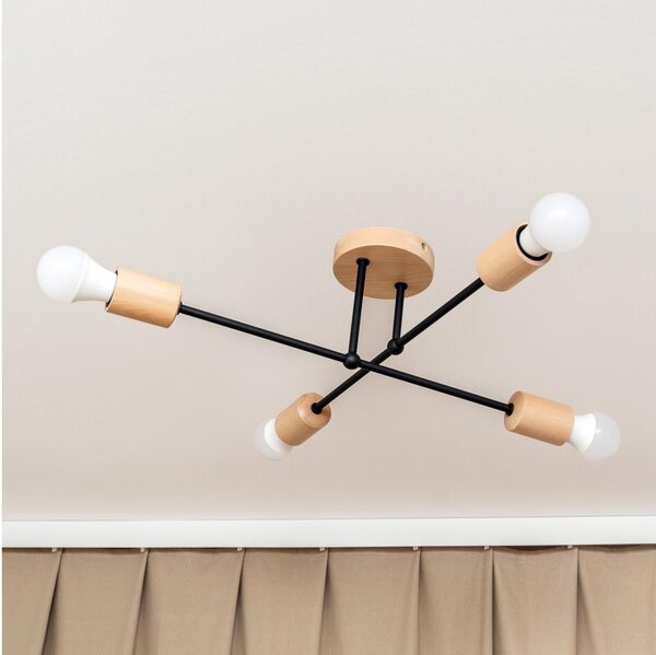 Lustră aplicată CAMBRIDGE 4xE27/15W/230V, din lemn de pin