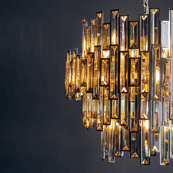 Endon 72746 - Lustru din cristal VIVIANA pe lanț, 15xE14/40W/230V, fumuriu
