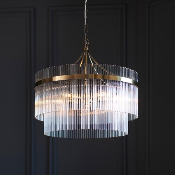 Endon 99166 - Candelabru MARIETTA cu lanț, 5xE14/7W/230V, alamă/sticlă clară