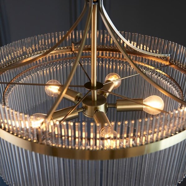Endon 99166 - Candelabru MARIETTA cu lanț, 5xE14/7W/230V, alamă/sticlă clară