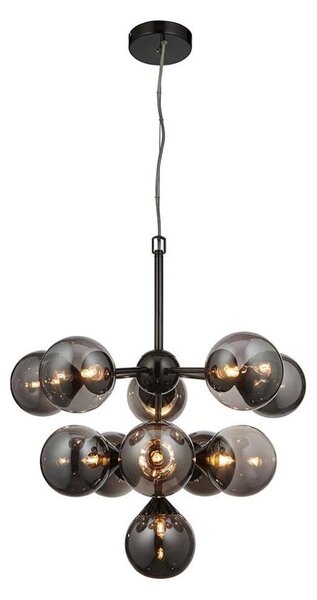 Endon 101147 - Lustră suspendată pe cablu OSCAR, 11 x G9, 18W, 230V, negru/fumuriu