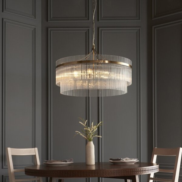 Endon 112574 - Candelabru suspendat pe lanț MARIETTA GRAND 7xE14/7W/230V alamă/sticlă clară