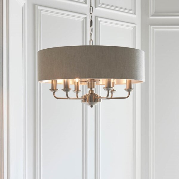 Endon 94357 - Candelabru suspendat pe lanț HIGHCLERE 6xE14/40W/230V bej/crom mat