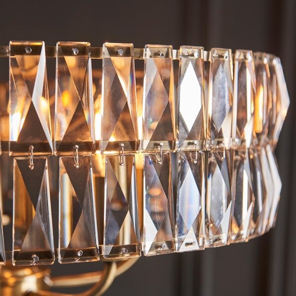 Endon 106244 - Candelabru suspendat CLIFTON pe lanț, 5xE14/6W/230V, alamă/sticlă clară