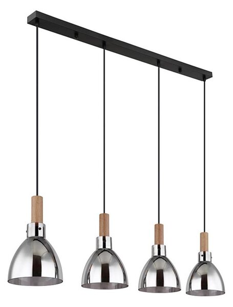 Globo 15550-4H - Lustră suspendată MATTEA pe cablu, 4xE27/6W/230V, negru/fumuriu
