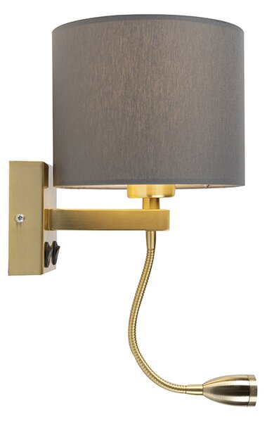Aplică de perete Art Deco aurie cu USB și abajur gri - Brescia