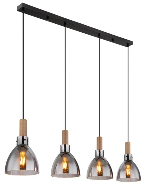 Globo 15550-4H - Lustră suspendată MATTEA pe cablu, 4xE27/6W/230V, negru/fumuriu