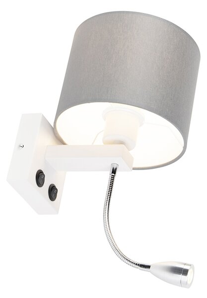 Lampa de perete moderna alba cu abajur gri - Brescia