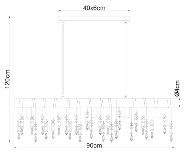 Globo 15532-5HB - Candelabru suspendat pe cablu KIRA, 5xE14/40W/230V, negru
