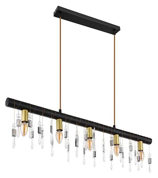 Globo 15532-5HB - Candelabru suspendat pe cablu KIRA, 5xE14/40W/230V, negru