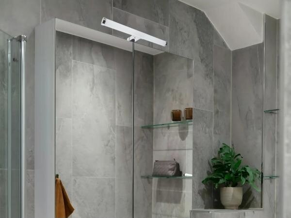 Lampă LED pentru oglindă de baie, 8 W, 230 V, 30 cm, IP44, crom lucios