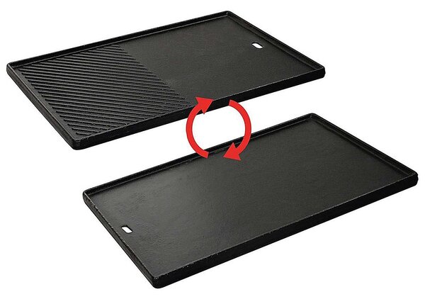 Plita din fonta cu 2 fete neteda si grill 44,5 x 29,5 cm pentru gratar Kansas Pro 4 Turbo Enders 7789