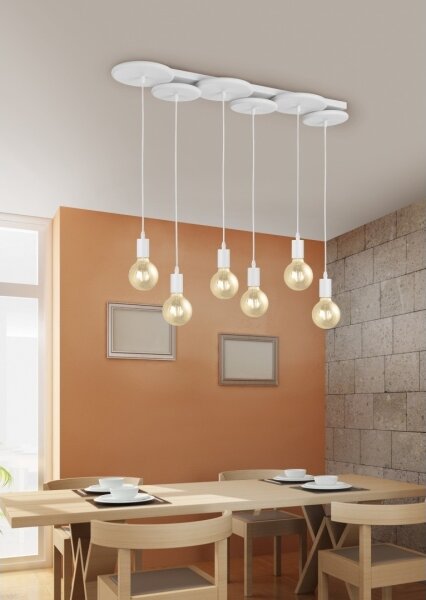 Lustră pe cablu DISCUS 6xE27/28W/230V albă Trio