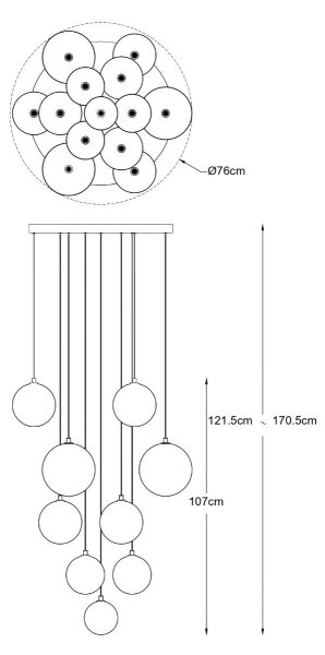 Zuma Line P0606-13B-2GAC - Lustra suspendată pe cablu MILAN 13xG9/2W/230V finisaj auriu