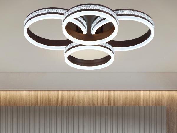 Lustră LED dimabilă, montaj aplicat pe tavan, 150W, 230V, 3000-6500K, cu telecomandă