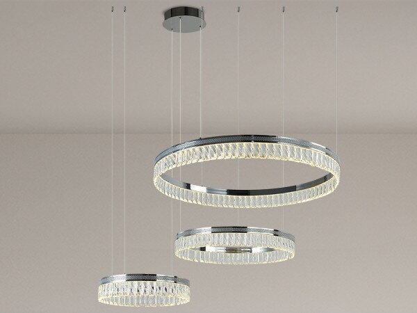 Lustră cu cristale LED THALIA, reglabilă, suspendată pe cablu, 120W/230V 3000-6000K + telecomandă