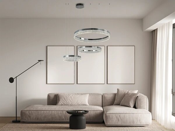 Lustră cu cristale LED THALIA, reglabilă, suspendată pe cablu, 120W/230V 3000-6000K + telecomandă