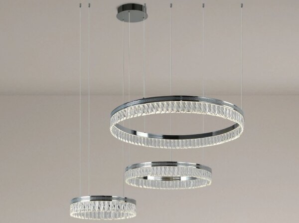 Lustră cu cristale LED THALIA, reglabilă, suspendată pe cablu, 120W/230V 3000-6000K + telecomandă