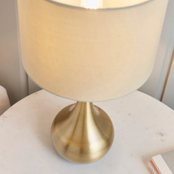 Endon 61191 - Lampă de masă PICCADILLY cu dimmer, 1xE14/40W/230V, alamă/bej