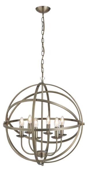Searchlight 2476-6AB - Candelabru ORBIT suspendat pe lanț, 6xE14/60W/230V, din alamă