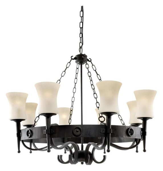 Searchlight CARTWHEEL 0818-8BK – candelabru pe lanț, 8 x E27, 60 W, 230 V, negru