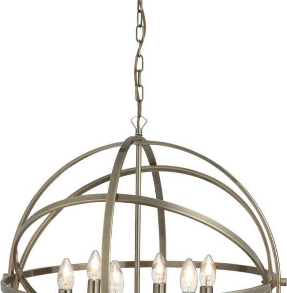 Searchlight 2476-6AB - Candelabru ORBIT suspendat pe lanț, 6xE14/60W/230V, din alamă