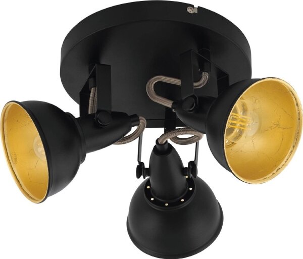 Eglo 75514 - Spot THORNTON 3xE14/28W/230V negru/auriu