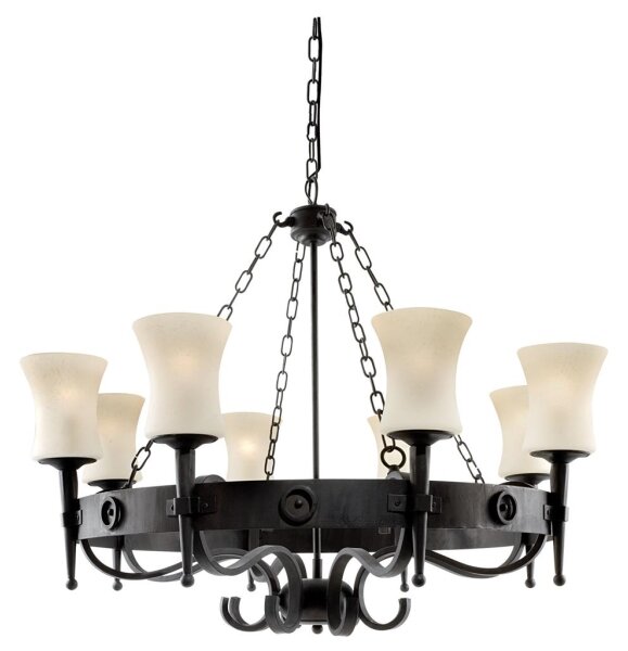 Searchlight CARTWHEEL 0818-8BK – candelabru pe lanț, 8 x E27, 60 W, 230 V, negru