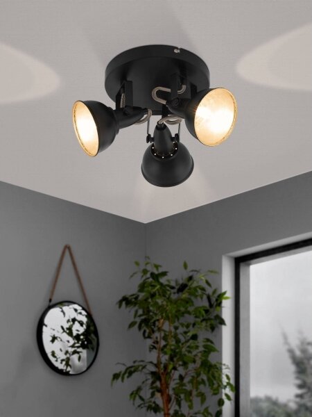 Eglo 75514 - Spot THORNTON 3xE14/28W/230V negru/auriu