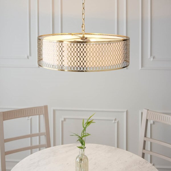Endon 101569 - Candelabru CORDERO pe lanț, 3xE27/10W/230V, auriu