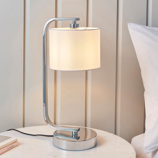 Endon 57917 - Lampă de masă reglabilă CANNING 1xE14/40W/230V crom lucios/alb