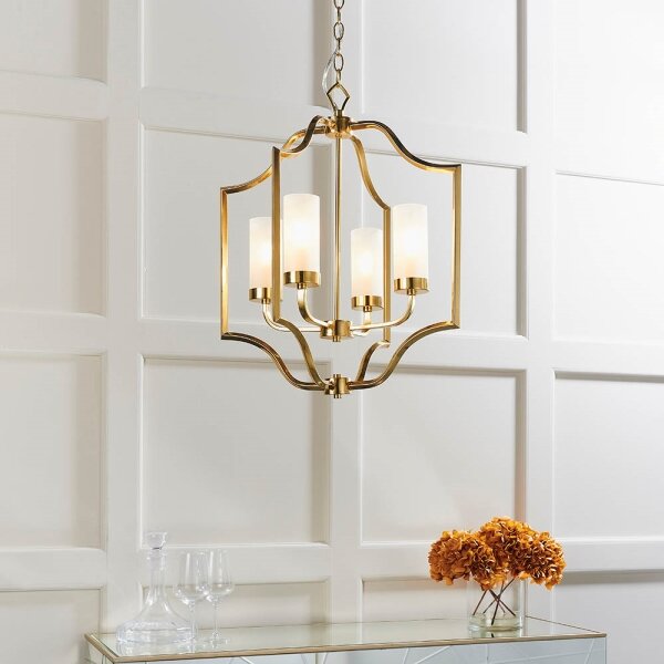 Endon 81914 - Candelabru EDREA suspendat pe lanț, 4xE14/6W/230V, alamă